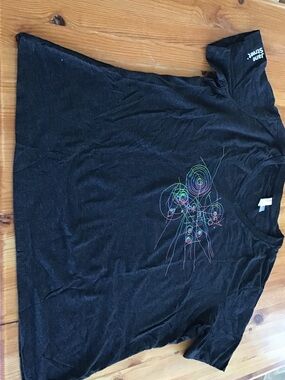 Bella Canvas Black Short Sleeve Tee with Multicolor Circular Stitch Design